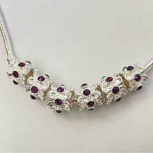 Pandora Murano Style Solver Charms with Purple Rhinestones Set of 6 pcs